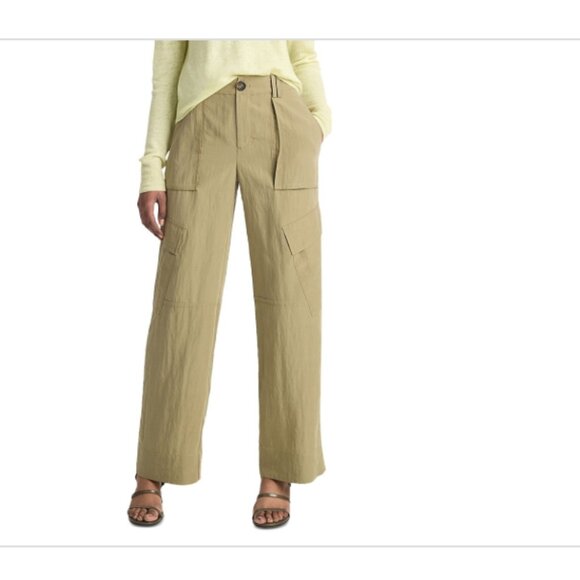 vince Women's Mid-Rise Fluid Cargo Trouser Green SIze 12 6919